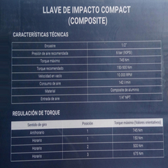 Llave Impacto Neumatica Compacta Bremen 1/2 745 Nm 7810