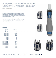 Juego Destornillador Con Crique Puntas Precision Bremen 7796