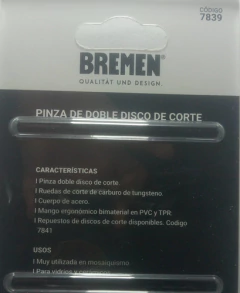 Imagen de Pinza Doble Disco Mosaiquismo Bremen Vidrio Ceramico 7839