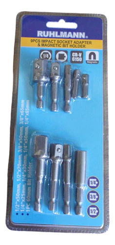 Kit 9 Adaptadores Hexagonal P/ Taladro Atornillador Ruhlmann - comprar online