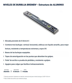 Nivel Optico De Burbuja Bremen 80 Cm Aluminio 7707