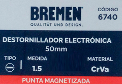 Destornillador Plano Electronica 1.5mm X 50 Mm Bremen 6740 - comprar online