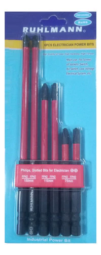 Set 6 Puntas Phillips Fph2 75-110-150mm Ruhlman Electricista - Herramientas Dali