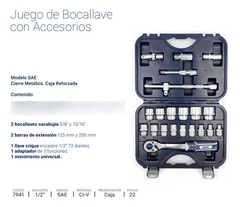 Imagen de Set Llaves Tubo Crique Bremen 22pz Pulgadas Sae Enc 1/2 7941