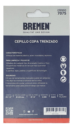 Cepillo Copa Taladro Bremen Acero 2-1/2 Pulgadas 64mm 7075 - comprar online