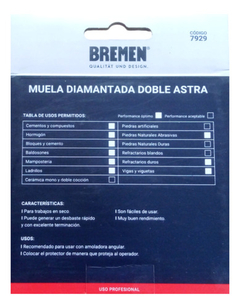 Disco Muela Diamantada Doble Astra 4 Pulgadas Bremen 7929 - comprar online