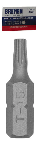 Punta Para Atornillador 1/4 Torx Bremen T15 X 25 Mm 4631 - Herramientas Dali