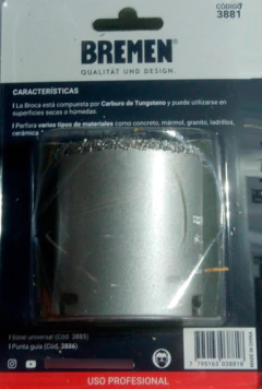 Mecha Broca Copa Tungsteno 63mm Ceramica Pared Bremen 3881 en internet