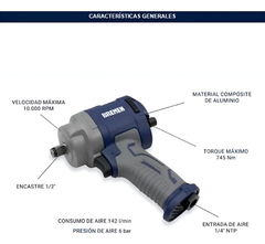 Llave Impacto Neumatica Compacta Bremen 1/2 745 Nm 7810 - tienda online