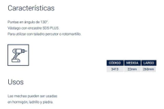 Mecha Broca Widia Sds Plus Hormigon 22 X 260mm Bremen 3413