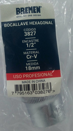 3827 Bocallave Tubo Bremen 18 Mm Enc 1/2 Hexagonal Corto en internet