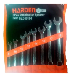 Imagen de Kit 8 X Llaves Comb 8 A 19mm + 10 Tubos C/ Crique 1/2 Harden