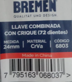 Llave Combinada Crique 24 Mm 72 Dientes Bremen 6803 - comprar online