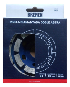Disco Muela Diamantada Doble Astra 4 Pulgadas Bremen 7929