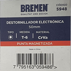 Destornillador Torx T6 Para Electronica Bremen 50mm 5948 - tienda online