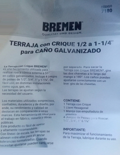 Terraja Manual C/ Crique Bremen 1/2 A 1 1/4 Galvanizado 7180