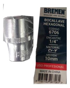 Tubo Bocallave 1/4 10mm Corta Hexagonal Bremen 6706 - Herramientas Dali