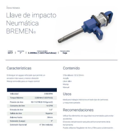 Pistola Neumatica Impacto Enc 1 PLG Y 5x Tubos Bremen 5417 - comprar online