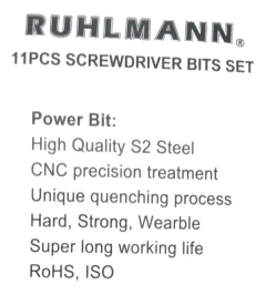 Imagen de Set Puntas Torx Y U 11 Piezas Atornillador 1/4 Ruhlmann