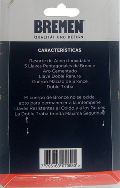 Candado De Bronce Pesado 50 Mm Bremen 7058 - Herramientas Dali