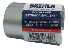 Tubo Bocallave Estriada 1-1/16 Encastre 3/4 Bremen 3799 - comprar online