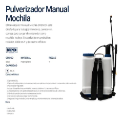 Pulverizador Fumigador Mochila Agro Manual Bremen 20l 8329 - tienda online