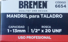 Mandril Para Taladro Bremen Rosca 1/2 X 20h 1 A 13 Mm 6654 - Herramientas Dali
