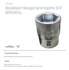 Tubo Enc 3/4 Hexagonal Corto De 28 Mm Bremen 3781 - tienda online