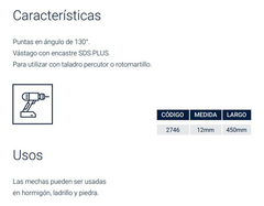 Mecha Broca Widia Sds Plus Hormigon 12 X 450mm Bremen 2746 en internet