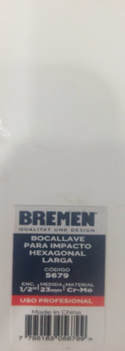 Llave Tubo Bremen 23mm Alto Impacto Enc 1/2 Largo 80mm 5679 en internet