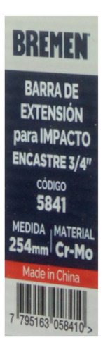 Barra Extension Alto Impacto Bremen 3/4 Pulgada X 254mm 5841 - Herramientas Dali