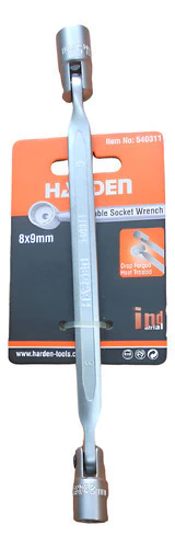 Llave Pipa Articulada Doble Boca Harden 8mm/9mm 540311