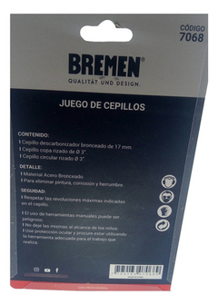 Juego Cepillos Descarbonizador Taladro Bremen 3 Piezas 7068 - Herramientas Dali