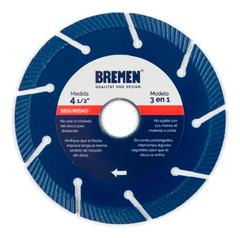 Disco Diamantado Segmentado Turbo 3 En 1 115mm Bremen 6062