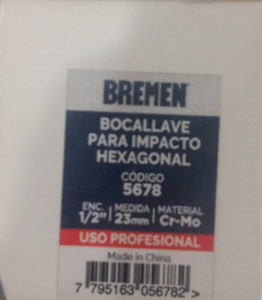 Llave Tubo Alto Impacto Hex 23mm Enc 1/2 PuLG Bremen 5678 - comprar online
