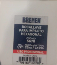 Llave Tubo Alto Impacto Hex 23mm Enc 1/2 PuLG Bremen 5678 - comprar online