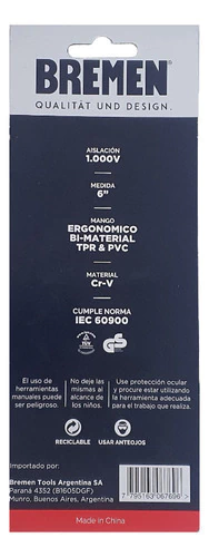 Pinza Universal Bremen 6 Aislacion 1000v 6769 - tienda online
