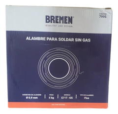 Imagen de Alambre Flux Soldar Sin Gas Mig Rollo 5kg 0,9mm Bremen 7995
