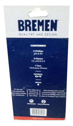 Juego Destornilladores Bremen 6 Pz Perilleros Torx 0.8 7108 - Herramientas Dali