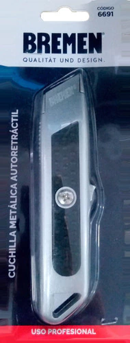 Cutter Trincheta Cuchilla Autoretráctil Metálico Bremen 6691 - Herramientas Dali