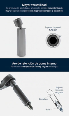 Imagen de Tubo Bocallave Saca Bujias Articulado 14 Mm 3/8 Bremen 7792