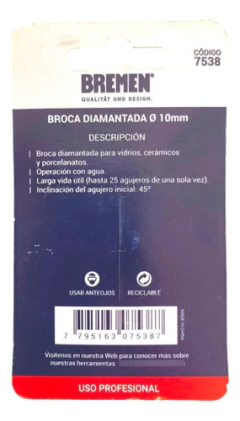 Imagen de 2 Brocas Diamantadas 10 Mm Porcelanato Vidrio Bremen 7538