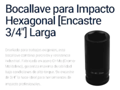 Tubo Largo Bremen Hexagonal Encastre 3/4 Alto Impacto 30mm