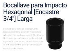 Tubo Largo Bremen Hexagonal Encastre 3/4 Alto Impacto 38mm - Herramientas Dali