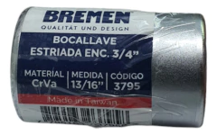 Tubo Bocallave Estriada 13/16 Encastre 3/4 Bremen 3795