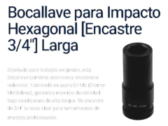 Tubo Largo Bremen Hexagonal Encastre 3/4 Alto Impacto 21mm - tienda online