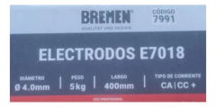 Electrodo Verde E7018 4mm X5kg Soldadura 400mm Bremen 7991 - comprar online