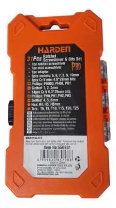Imagen de Juego Set Destornillador 1/4 Tubos Puntas 31 Piezas Harden