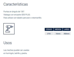 Mecha Broca Widia Sds Plus Hormigon 16 X 450mm Bremen 2751