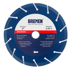 Disco Diamantado Segmentado Turbo 3 En 1 178mm Bremen 6063